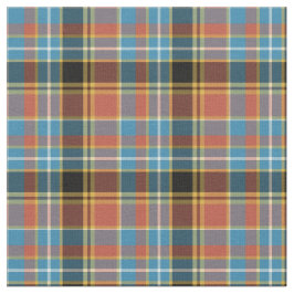 ヴィンテージの淡いブルーの、燃やされたオレンジおよび金ゴールドの格子縞 ファブリック