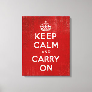 ヴィンテージの深紅の動揺してなKeep Calm and Carry On キャンバスプリント