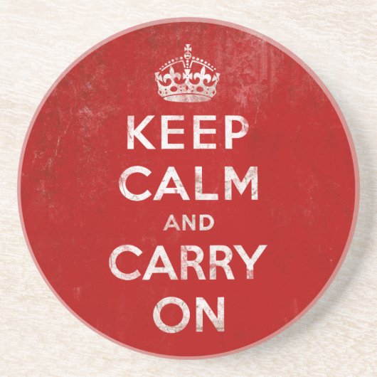 ヴィンテージの深紅の動揺してなKeep Calm and Carry On コースター (正面)
