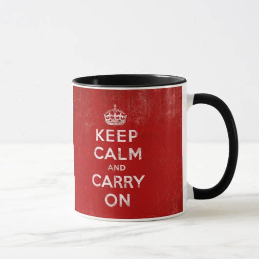 ヴィンテージの深紅の動揺してなKeep Calm and Carry On マグカップ (右)