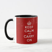 ヴィンテージの深紅の動揺してなKeep Calm and Carry On マグカップ (左)