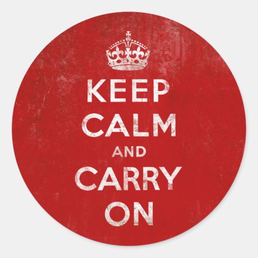 ヴィンテージの深紅の動揺してなKeep Calm and Carry On ラウンドシール (正面)