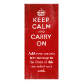 ヴィンテージの深紅の動揺してなKeep Calm and Carry On ラックカード (正面)
