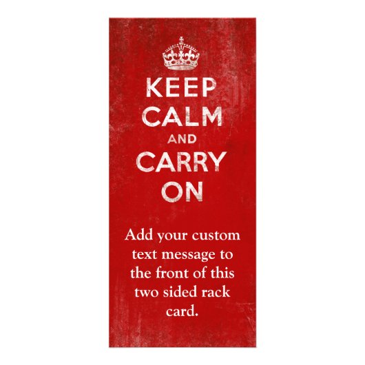 ヴィンテージの深紅の動揺してなKeep Calm and Carry On ラックカード (正面)