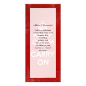 ヴィンテージの深紅の動揺してなKeep Calm and Carry On ラックカード (裏面)