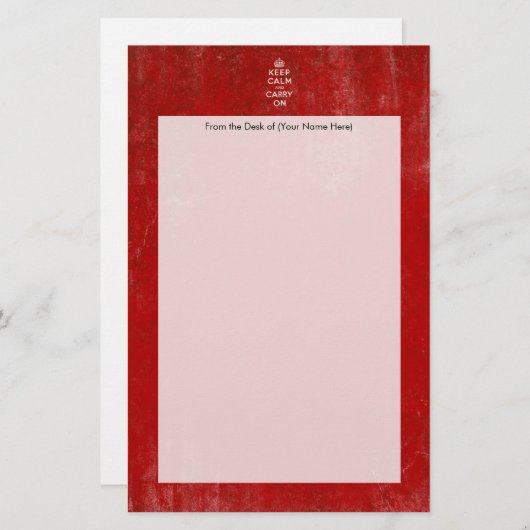 ヴィンテージの深紅の動揺してなKeep Calm and Carry On 便箋 (正面/裏面)