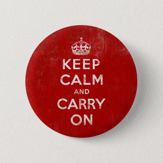 ヴィンテージの深紅の動揺してなKeep Calm and Carry On 缶バッジ (正面)