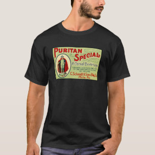 ヴィンテージの清教徒の穀物の飲料のビール瓶のラベル Tシャツ