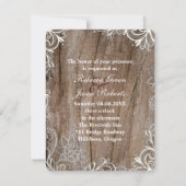 ヴィンテージの渦巻き模様の古材とレースのカントリーウェディング 招待状 (裏面)