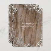 ヴィンテージの渦巻き模様の古材とレースのカントリーウェディング 招待状 (正面/裏面)