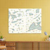 ヴィンテージの湖の世界地図(1860) キャンバスプリント (インサイチュ (リビング))