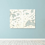 ヴィンテージの湖の世界地図(1860) キャンバスプリント (インサイチュ (ウッドフロア))