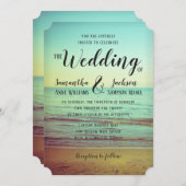 ヴィンテージの湖畔のビーチ結婚式 招待状 (正面/裏面)