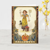 ヴィンテージの準備のハロウィーンパーティー カード (黄色い花)
