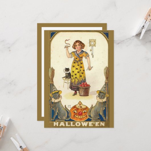 ヴィンテージの準備のハロウィーンパーティー 招待状 (正面/裏面インサイチュ)