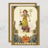 ヴィンテージの準備のハロウィーンパーティー 招待状 (正面/裏面)