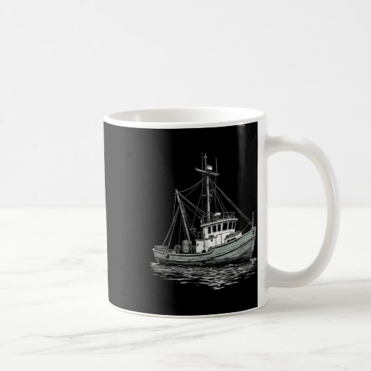 ヴィンテージの漁船 - 海事および海軍 コーヒーマグカップ (右)