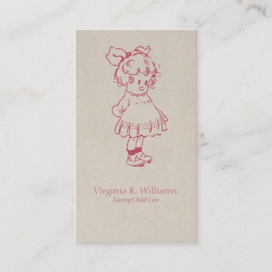 ヴィンテージの漫画の小さな女の子 名刺 (正面)