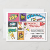 ヴィンテージの漫画本のストリップの英雄のパーティーの招待 招待状 (正面)