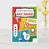 ヴィンテージの漫画本のパーソナライズなバースデー・カード カード (黄色い花)