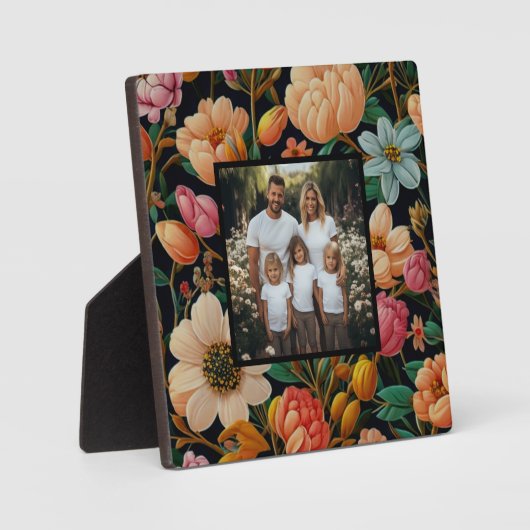 ヴィンテージの濃い濃い花が写真をパーソナライズ フォトプラーク (正面)