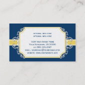 ヴィンテージの濃紺および金黄色い渦巻 名刺 (裏面)