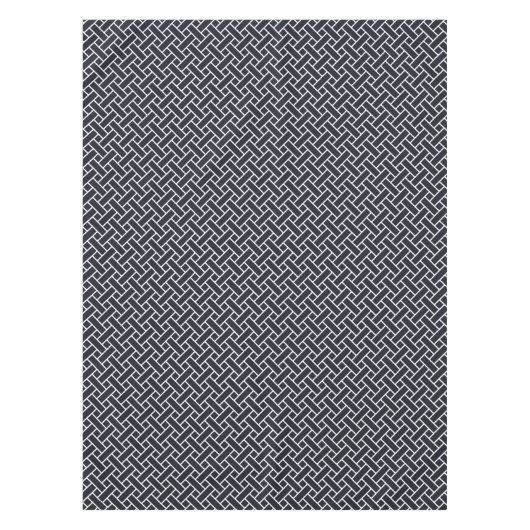 ヴィンテージの濃紺の白い日本編むパターン テーブルクロス (正面)