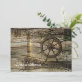 ヴィンテージの灯台ビーチ結婚式のブライダルシャワー 招待状 (スタンド正面)