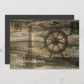 ヴィンテージの灯台ビーチ結婚式のブライダルシャワー 招待状 (正面/裏面)