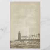 ヴィンテージの灯台ペーパー文房具 便箋 (正面)