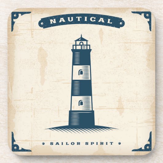 ヴィンテージの灯台ポスター1 コースター (正面)