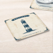 ヴィンテージの灯台ポスター1 スクエアペーパーコースター (アングル)