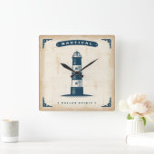 ヴィンテージの灯台ポスター1 スクエア壁時計 (ホーム)