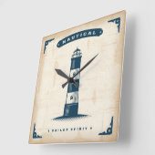 ヴィンテージの灯台ポスター1 スクエア壁時計 (傾斜)