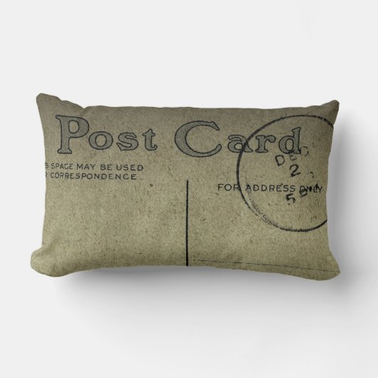 ヴィンテージの灰色のブランクの郵便はがき-枕 ランバークッション (正面)