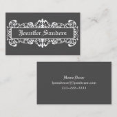 ヴィンテージの灰色のモダンな渦巻の名刺 名刺 (正面/裏面)