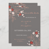 ヴィンテージの灰色の花の結婚式の保存日付 セーブザデート (正面/裏面)