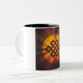 ヴィンテージの無限の結び目のプリント ツートーンマグカップ (正面左)