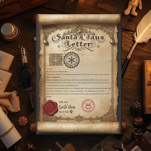 ヴィンテージの焦がれた羊皮紙のサンタクロースの手紙 招待状