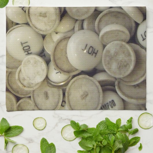 ヴィンテージの熱と冷たい磁器のノブ キッチンタオル (折り畳み)