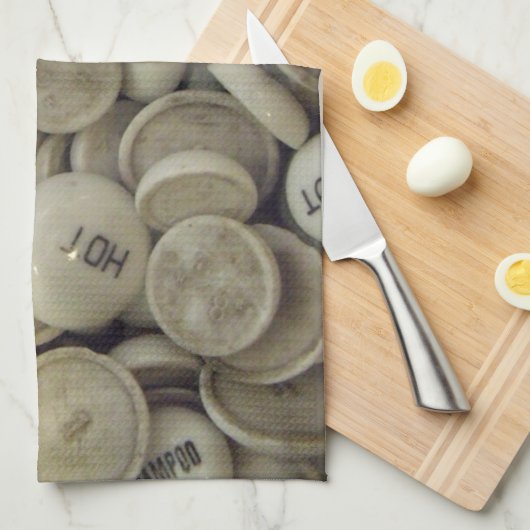 ヴィンテージの熱と冷たい磁器のノブ キッチンタオル (四つ折り)