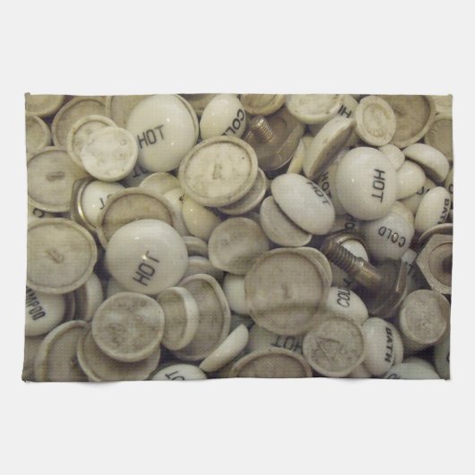 ヴィンテージの熱と冷たい磁器のノブ キッチンタオル (横)
