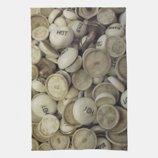 ヴィンテージの熱と冷たい磁器のノブ キッチンタオル (縦)