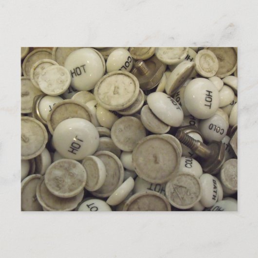 ヴィンテージの熱と冷たい磁器のノブ ポストカード (正面)