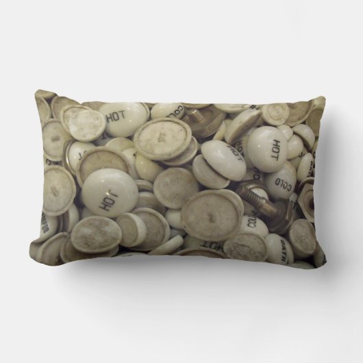 ヴィンテージの熱と冷たい磁器のノブ ランバークッション (正面)