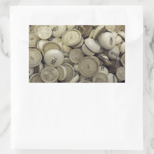 ヴィンテージの熱と冷たい磁器のノブ 長方形シール (バッグ)