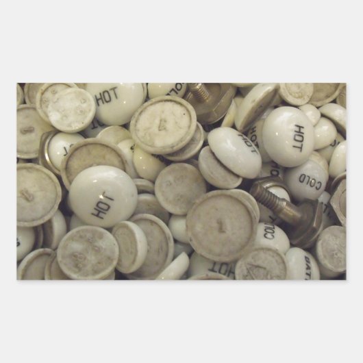 ヴィンテージの熱と冷たい磁器のノブ 長方形シール (正面)