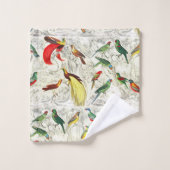 ヴィンテージの熱帯のオウムと極楽鳥類 バスタオルセット (ウォッシュタオル)