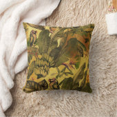 ヴィンテージの熱帯オウムおよび葉 クッション (ブランケット)