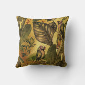 ヴィンテージの熱帯オウムおよび葉 クッション (裏面)